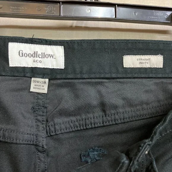 NWT Goodfellow & Co Men's Black Fly Button & Zipper Straight Fit 5-Pocket Pants - Picture 5 of 16